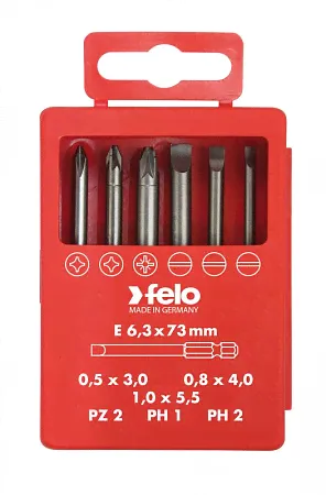 Набор бит Felo SL/PZ/PH Industrial 73мм, в кейсе, 6 бит, 03092716-0