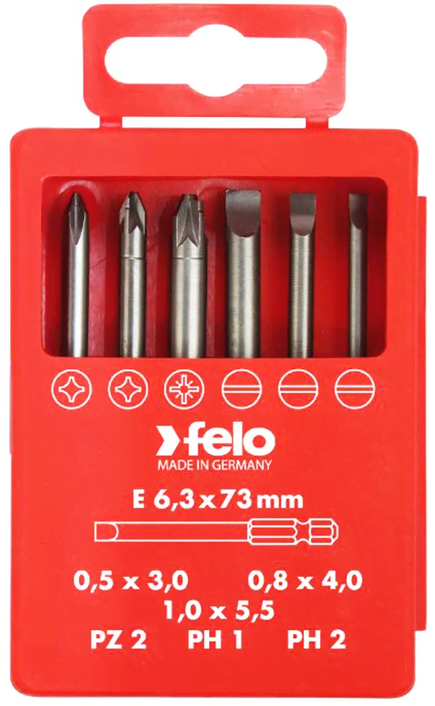 Felo Набор бит Profi Industrial SL/PZ/PH 73 мм, 6 ед